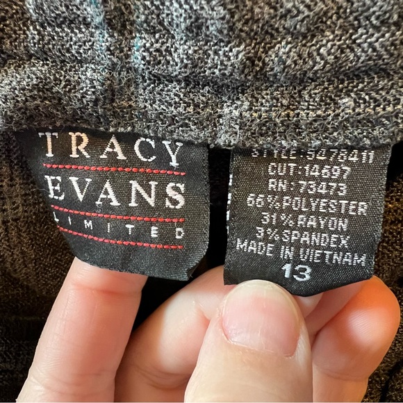 Navy Wide Leg Plaid Trousers 13 - Picture 10 of 10